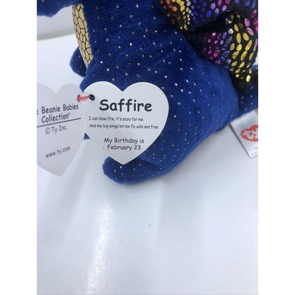 NEW Ty Beanie Boos 6 INCH Saffire BLUE SPECKLED DRAGON SMALL Plush Animal Toy - Picture 9 of 14